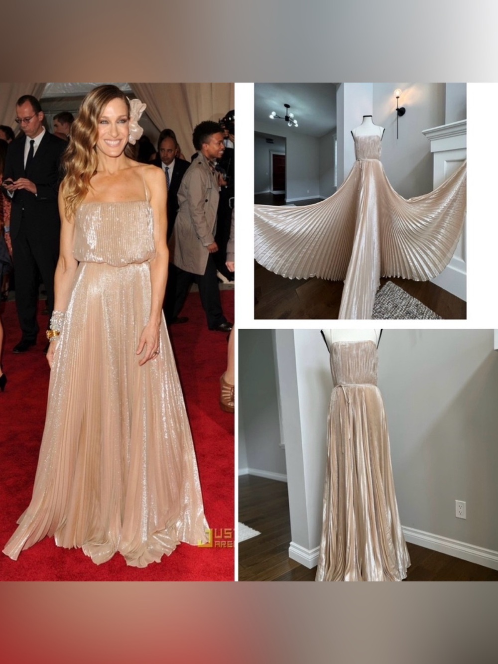 New Iconic Halston Heritage Gold Dress Sarah Jessica Parker ✨✨Carrie Bradshaw ✨✨